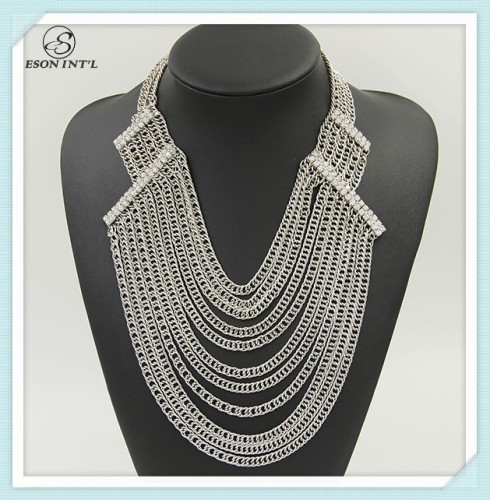 Silver Long Chain Necklace Wholesale Long Multi Layer Chain Necklace