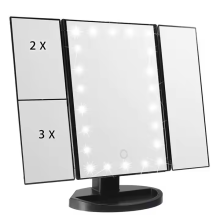 Three-fold smart USB lighting makeup mirror