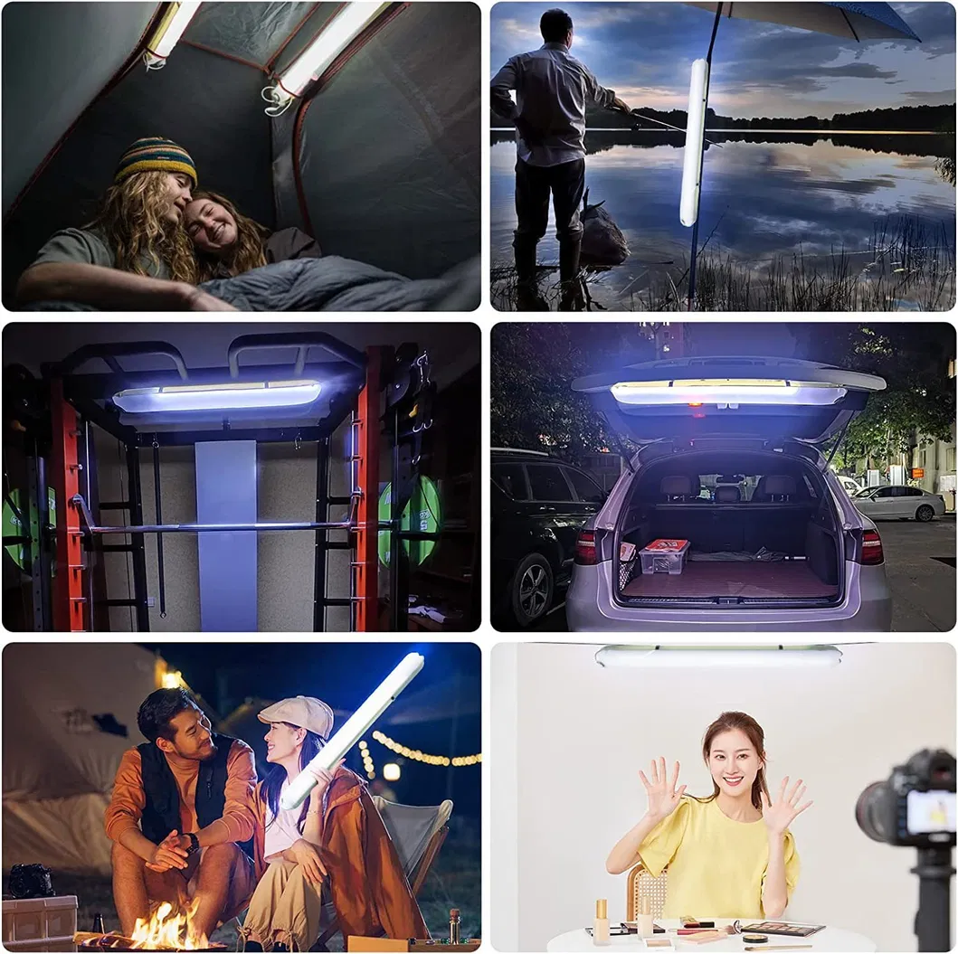 Portable Inflatable Solar Power LED Tube Lamps for Camping Trips