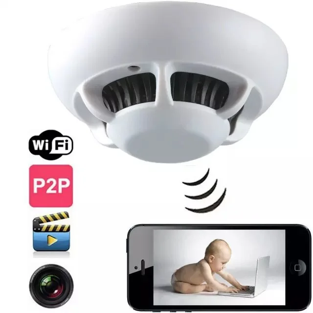 P2p Smoke Detector WiFi HD Camera Wireless IP Camera Nanny Video Recorder