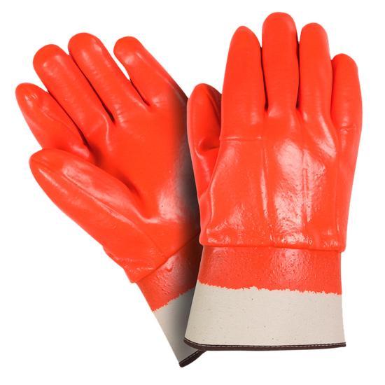 Guantes con revestimiento de PVC de PVC anaranjado fluorescente