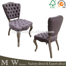 french style wooden dining chair, upholstered grey linen fabric french dining chair, french dining chair