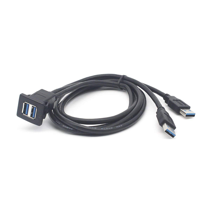 CUSTOM Male to Female Waterproof Flush Mount Dual USB3.0 Cable