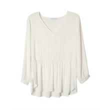 Women's Loose Ruffle Hem Short Sleeve High Low Peplum Blouse Top