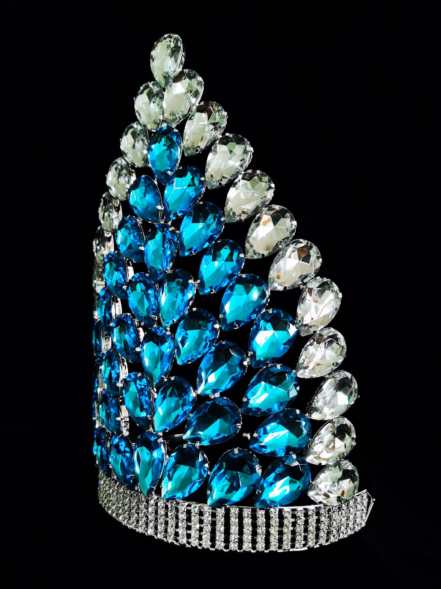 Women's Pageant Crown Baroque Crown Birthday Party Crown With Aque Big Diamond