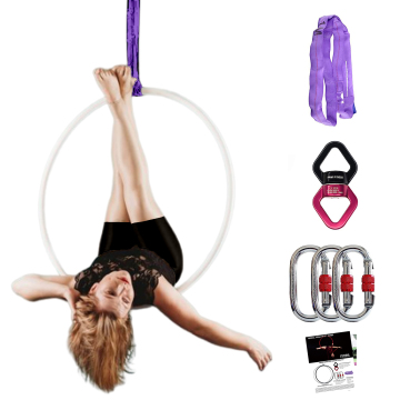 White Lyra Hoop Aerial Equipment for Home Gym and Studio