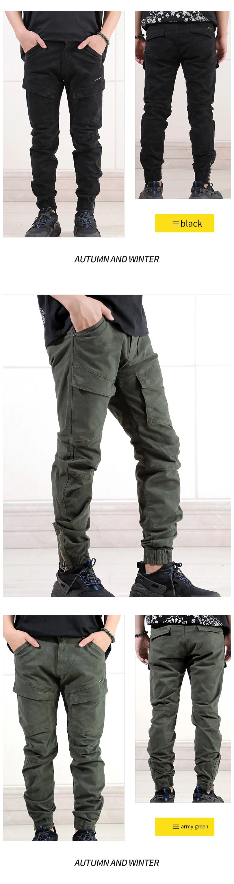 Mens Six Pocket Cargo Pants Wholesale Casual Grey Black Best Cargo Joggers