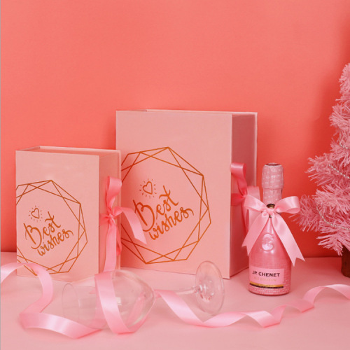 Pakowanie do butelek Dostosuj różowe magnetyczne pudełko na prezent