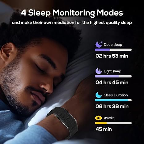 Smart Health Bracelet, Fitness Tracker | Heart Rate & Sleep, 5ATM Waterproof, Multi Sport Modes, Auto Monitor, Free App