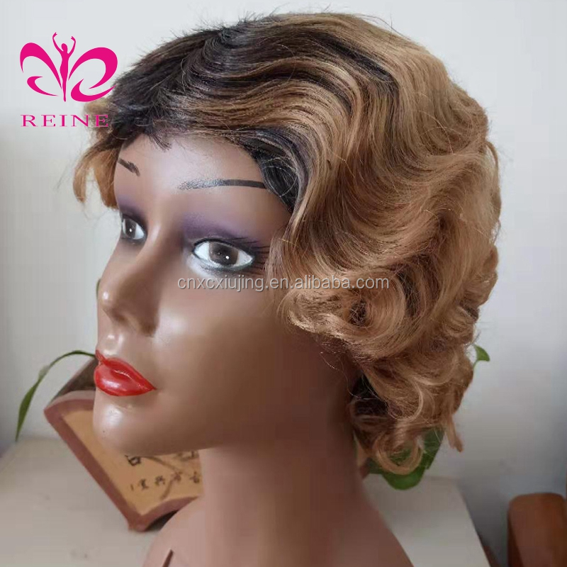 REINE New style Human Hair Pixie Cut Machine Made Wigs With Baby Hair Brazilian short Hair Wigs with New Desgin
