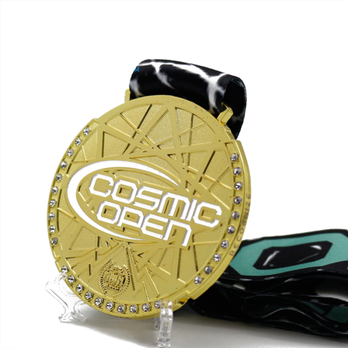 Médaille de strass rond de luxe personnalisée