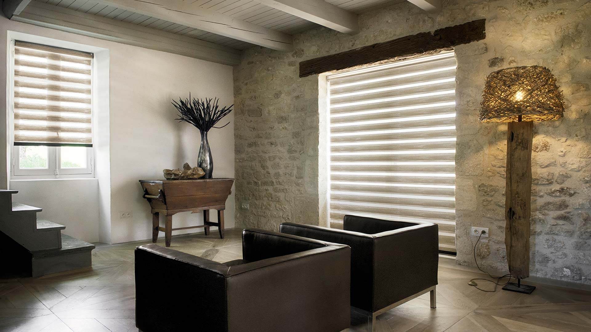 Double layer zebra blinds