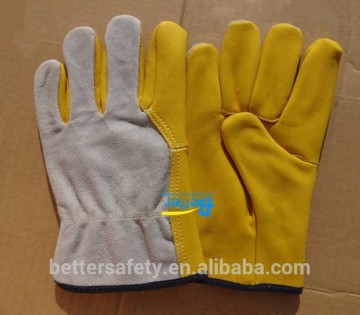 Unlined Split Cowhide Leather Back Yellow Cow Split Leather Work Glove Wholesale