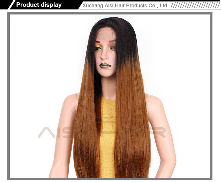 Dropshoppping Silky Straight Wig Lace Frontal Ombre Brown Dark Long Wig Natural Wave Front Lace Hair Wigs For Women