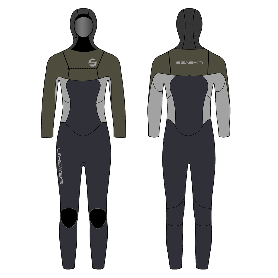 Zeilin dameshood met capuchonzip 7mm fullsuit wetsuit