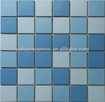 Light blue and dark blue pool mosaic tile