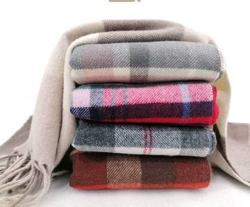 Wool Mixed Check Pattern Scarf