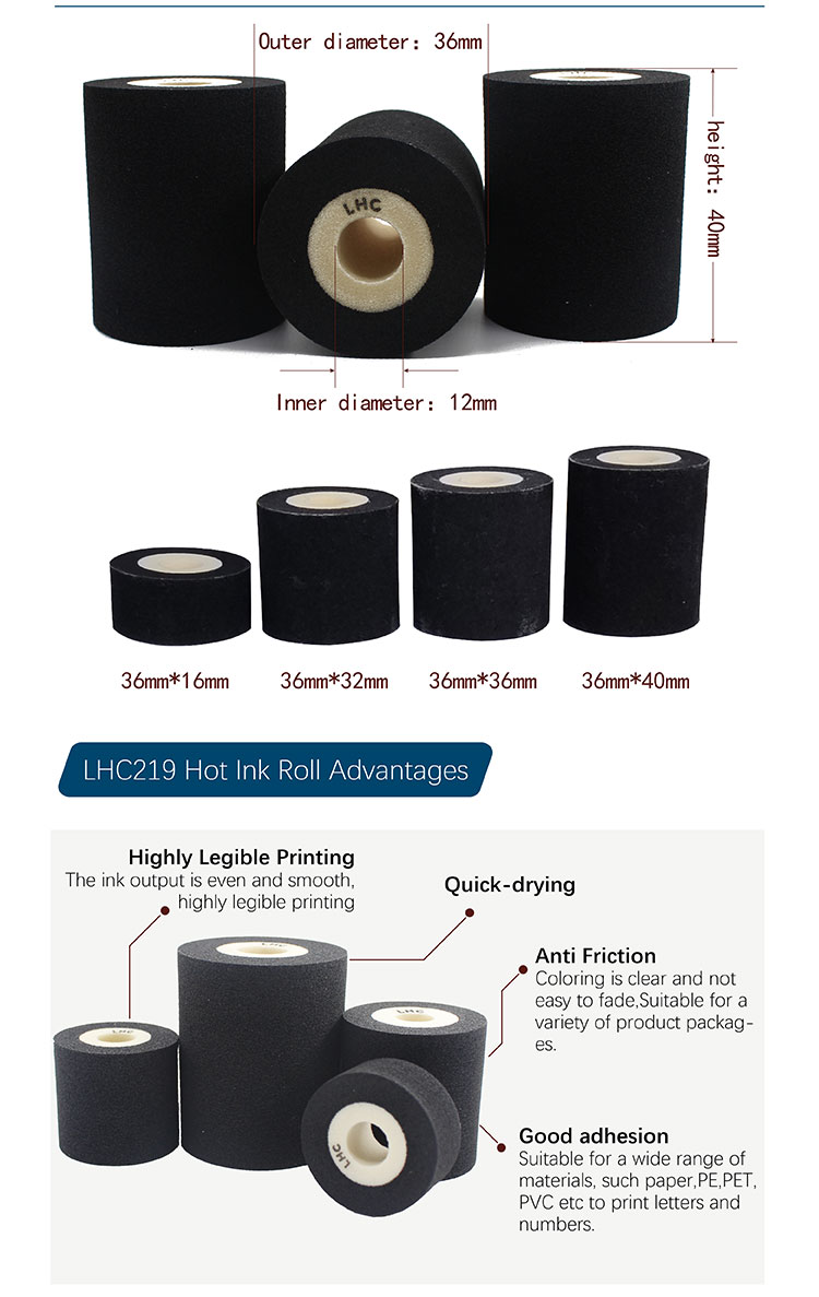36mm 32mm 40mm solid date coding ink roll Solid Code Coding Machine Hot Melt Ink Roll hot Melt dry Ink Roll