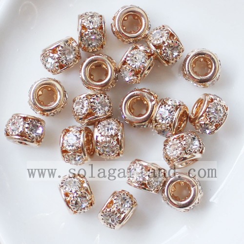 8MM Disco dystansowe metalowe koraliki Crystal Rhinestone luzem koraliki Charms