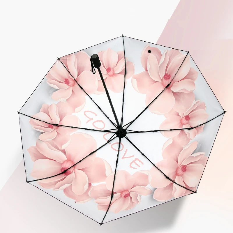 Ladies Popular Pink Flowers Girl Gifts Mini 5 Folding Umbrella