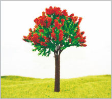 Custom Red Architectural 16cm Plastic Miniature Model Trees