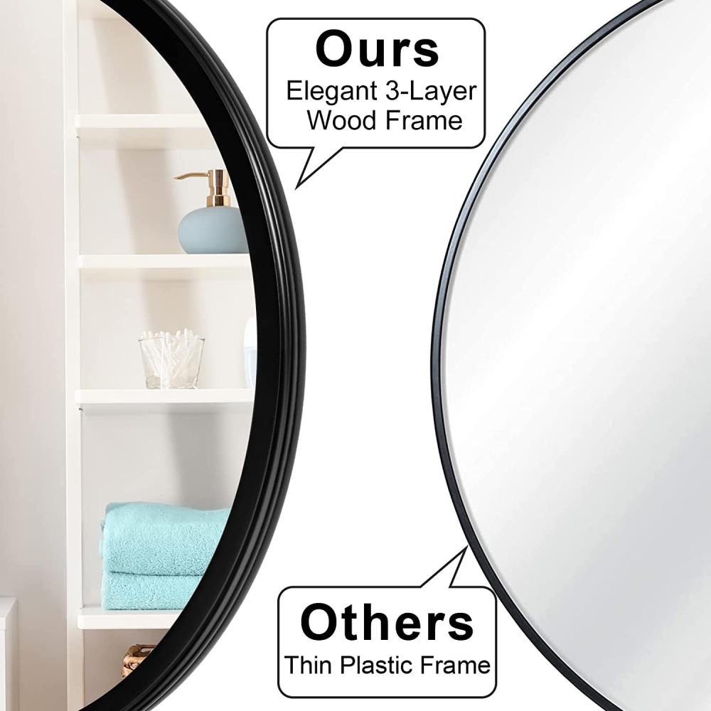 Espelho do banheiro para parede com moldura de madeira