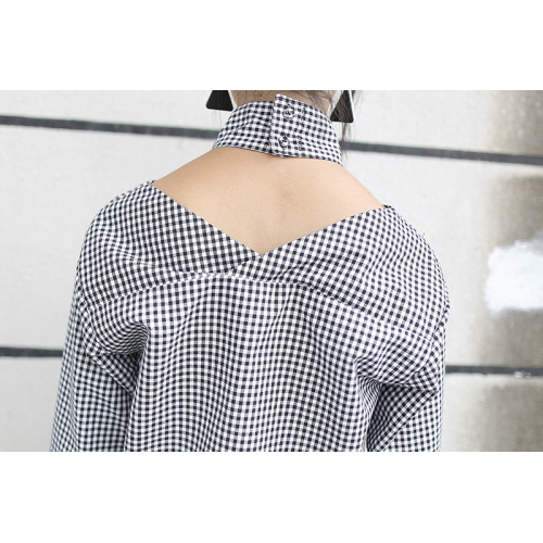 Camicia casual da donna in cotone senza colletto