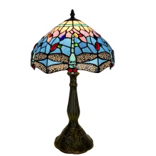 Vintage-Style Tiffany Hand-Welded Dragonfly Table Lamp with Stained Glass