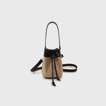 Straw Drawstring Bucket Cord Bags for Women