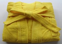 Yellow Terry Bathrobe Kimono Collar Cotton Robe
