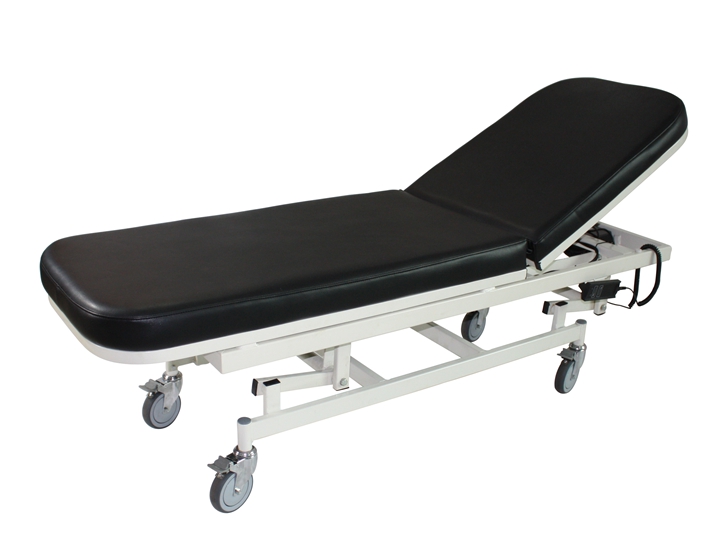 Medical examination bed with adjustable backrest