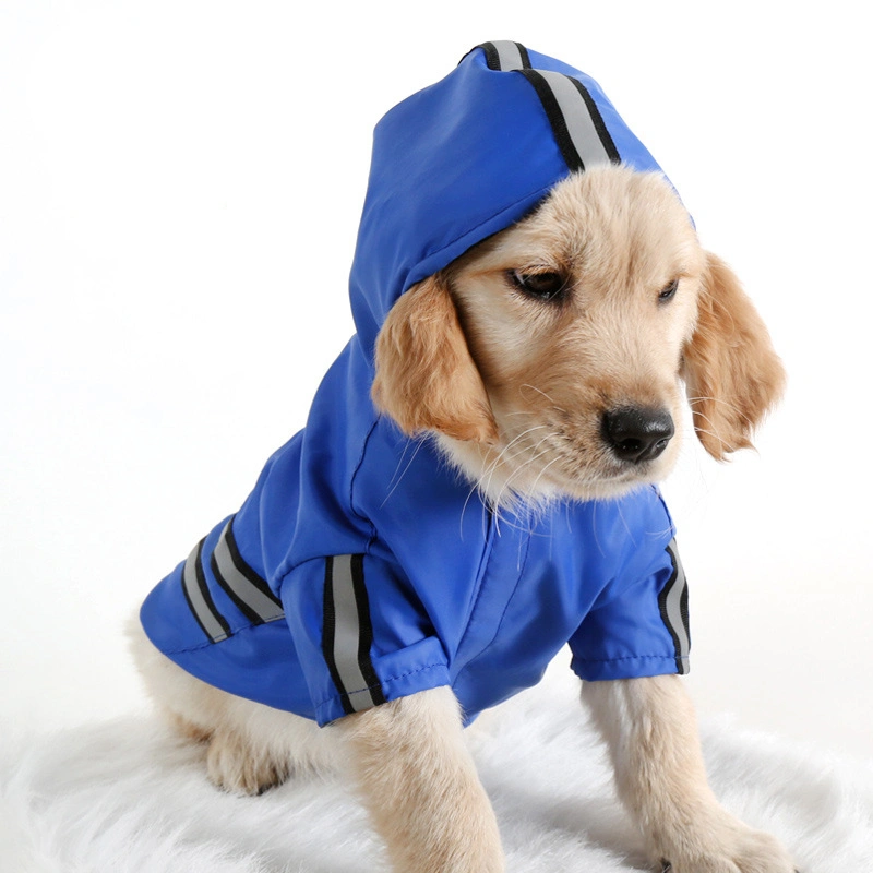 New Dog Raincoat Dog Hooded Double Fluorescent Raincoat Waterproof Pet Raincoat