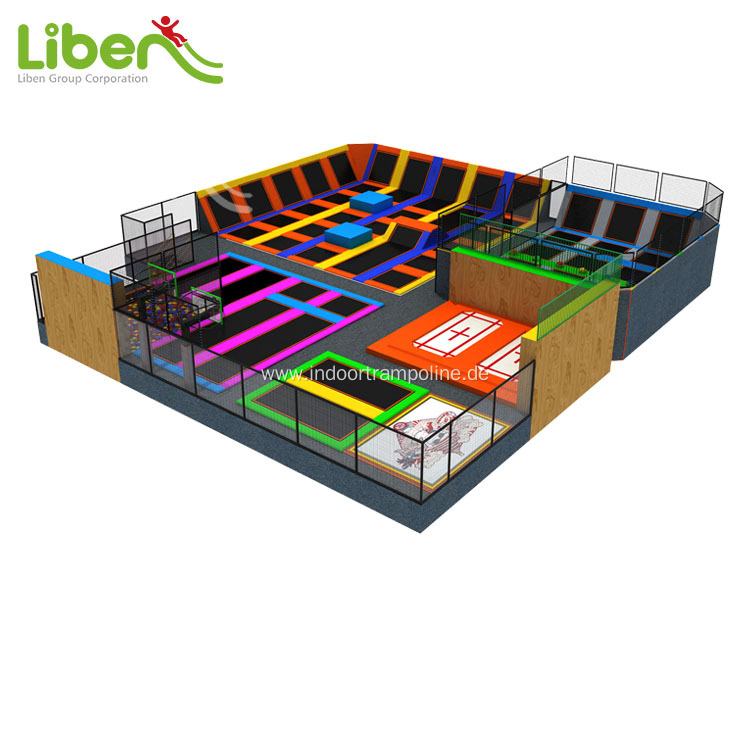 Multifunction attractive indoor trampoline park with airbag