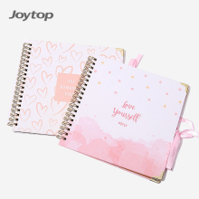 Joytop Wholesale 6\" Kraft Paper Inner DIY Twin Spiral Pink Romantic Love Photo Album Scrapbook