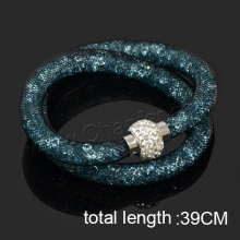 Newest hot sell crystal magnetic button bracelet, resin diamonds beads double stardust bracelet