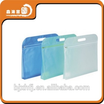 custom half clear half frosted zipper pvc bag