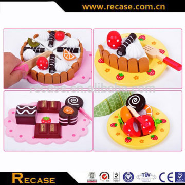 Wooden birthday cake cutting toys desserts wooden toy set