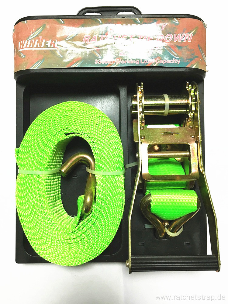 50mm Green Ratchet Tie Down Lashing Strap with Zinc Plating Surface