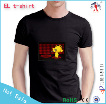 custom el t shirt/custom led light t shirt/led music light t shirt