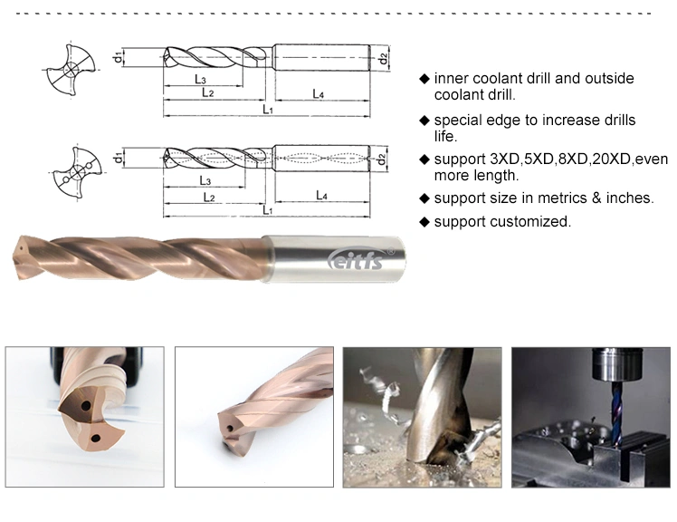 High Cost Performance Carbide Drill with Internal Coolant Holes for Steel