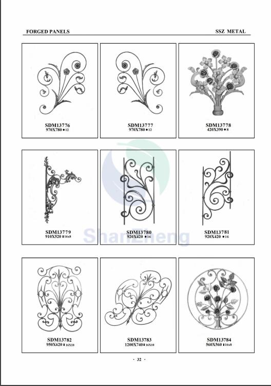 Wrought Iron Gate Big Beatuiful Decorative Ornaments Panels For Wrought iron Gate railing Or fence decoration Ornament