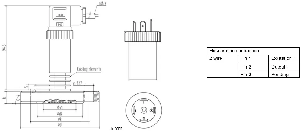 Flush Diaphragm Pressure Transmitter with Flange DN25 DN50 DN80 PCM450 2088 Housing