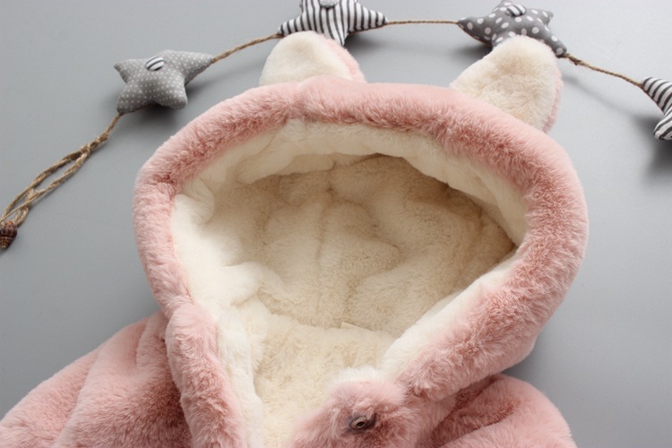 Baby Girls Winter Jackets Warm Faux Fur Fleece Coat Children Jacket Rabbit Ear Hooded Outerwear Kids Jacket for Girls Clothing