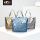 Wholesale custom geometric PU leather handle fashion shopping bags women tote bag