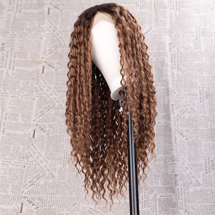Vigorous Curly Hair Lace Front Wigs Synthetic Heat Resistant Fiber Hair Long Wigs Honey Blonde Wigs for Women
