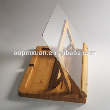 Cook book Holder Bamboo Large with Acrylic Shield cook book stand