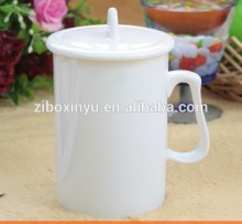 ZIBO XINYU XY-562 Elegant Plain White Ceramic Coffee Cup with Cover