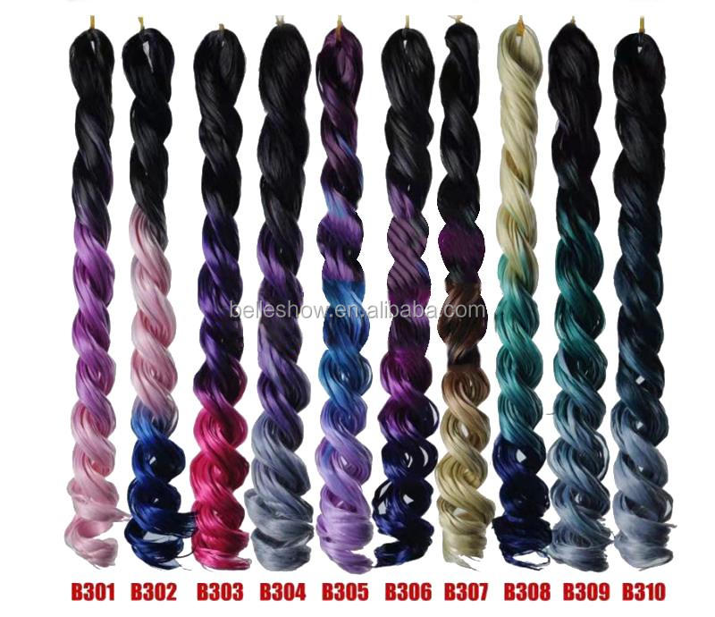 Hot sell  20inch 100g wholesale crochet braid fiber jumbo braids deep wave hair ombre synthetic braiding hair extensions