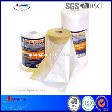 Taped clear HDPE plastic masking film