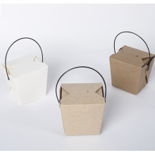 Disposable Handle Kraft Paper Food Takeaway Box